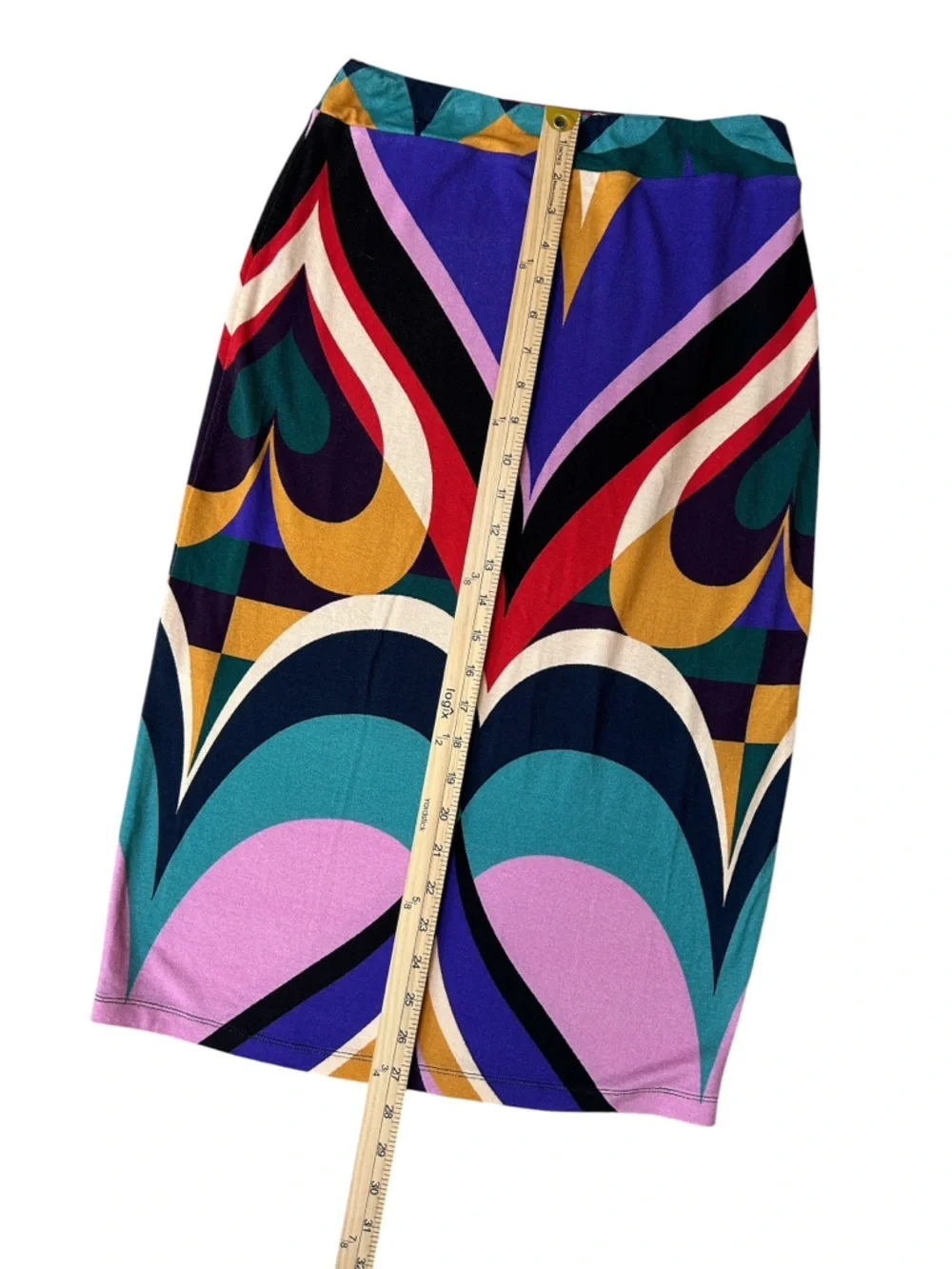 FARM Rio Kaliya Midi Skirt Bold Geometric Retro Mod Print Colorblock Boho XS